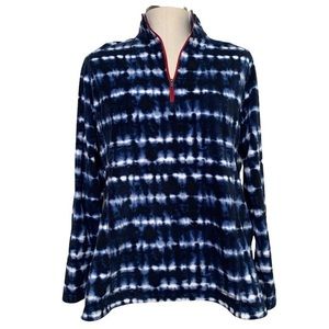 Eddie Bauer tie dye fleece quarter zip • red, white, and blue
